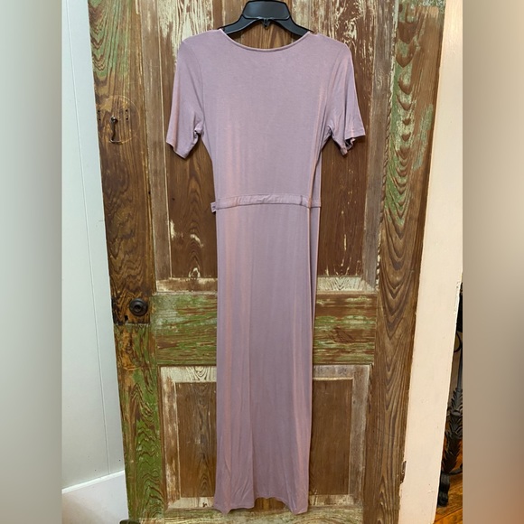 Super Soft Short Sleeve Wrap-Around Split Front Maxi Dress - Picture 2 of 3